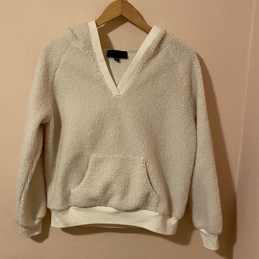 NILI LOTAN Marcello fleece hoodie pullover jacket natural xsmall - Picture 5 of 13